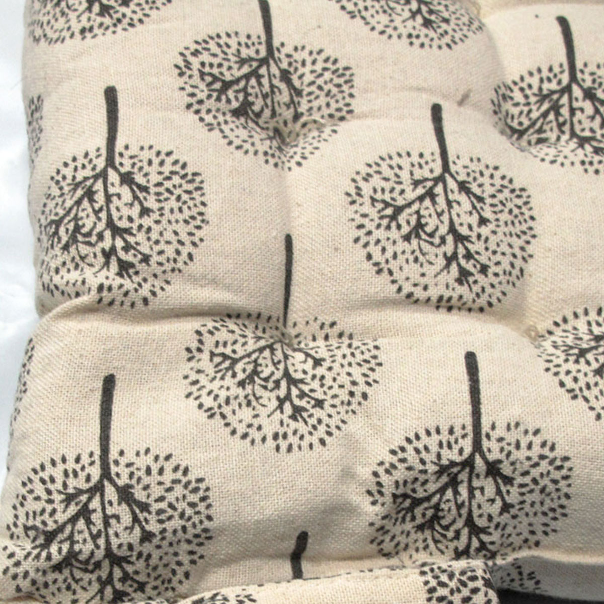 V442-LYL-CHAIRCU-SETOF2TREEOFLIFE-DARKGREY-SQ-189759-02 Lylac Homewares Tree of Life Set of 2 Cotton Chair Pads Dark Grey - Image 3