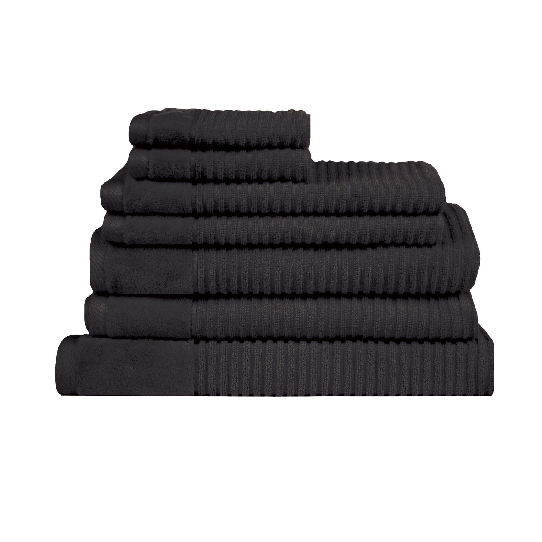 V442-RAN-TOWEL-ROYALEX7PCE-BLACK-RE-77960-00 Royal Excellency 7 Piece Cotton Bath Towel Set - Black - Image 1