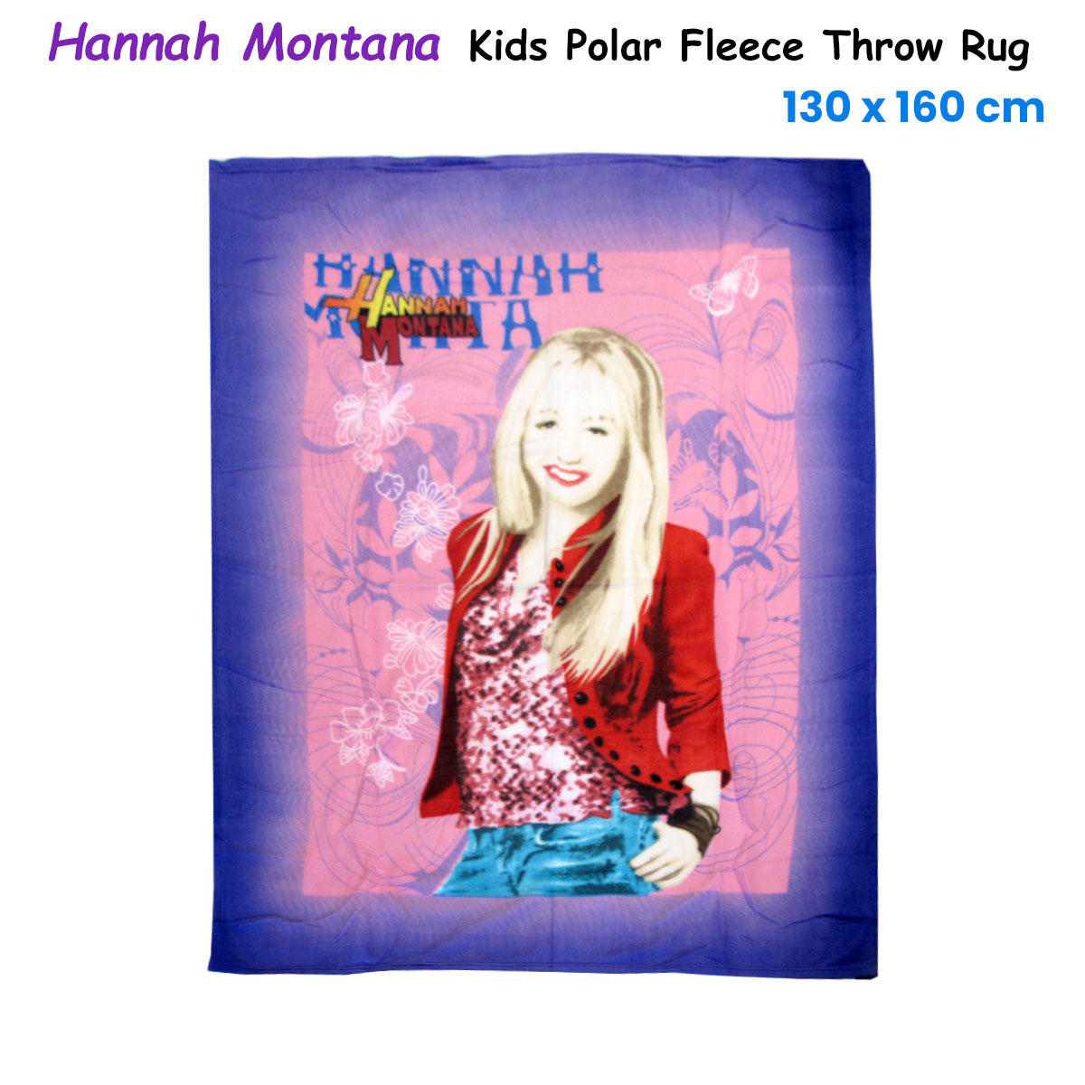 V442-UGG-THROW-HANNAHMONTANA-PINK-RE-215410-01 Hannah Montana Printed Polar Fleece Throw Rug 130 x 160 cm - Image 2