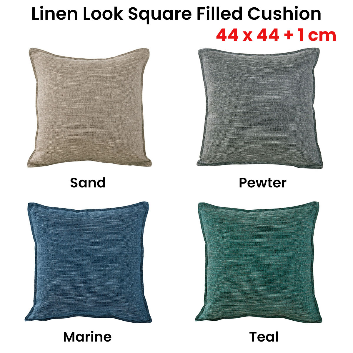 V442-WAM-CUSHION-LINENLOOK-MARINE-SQ-204739-01 Jason Linen Look Square Filled Cushion 44 x 44 + 1 cm Marine - Image 2