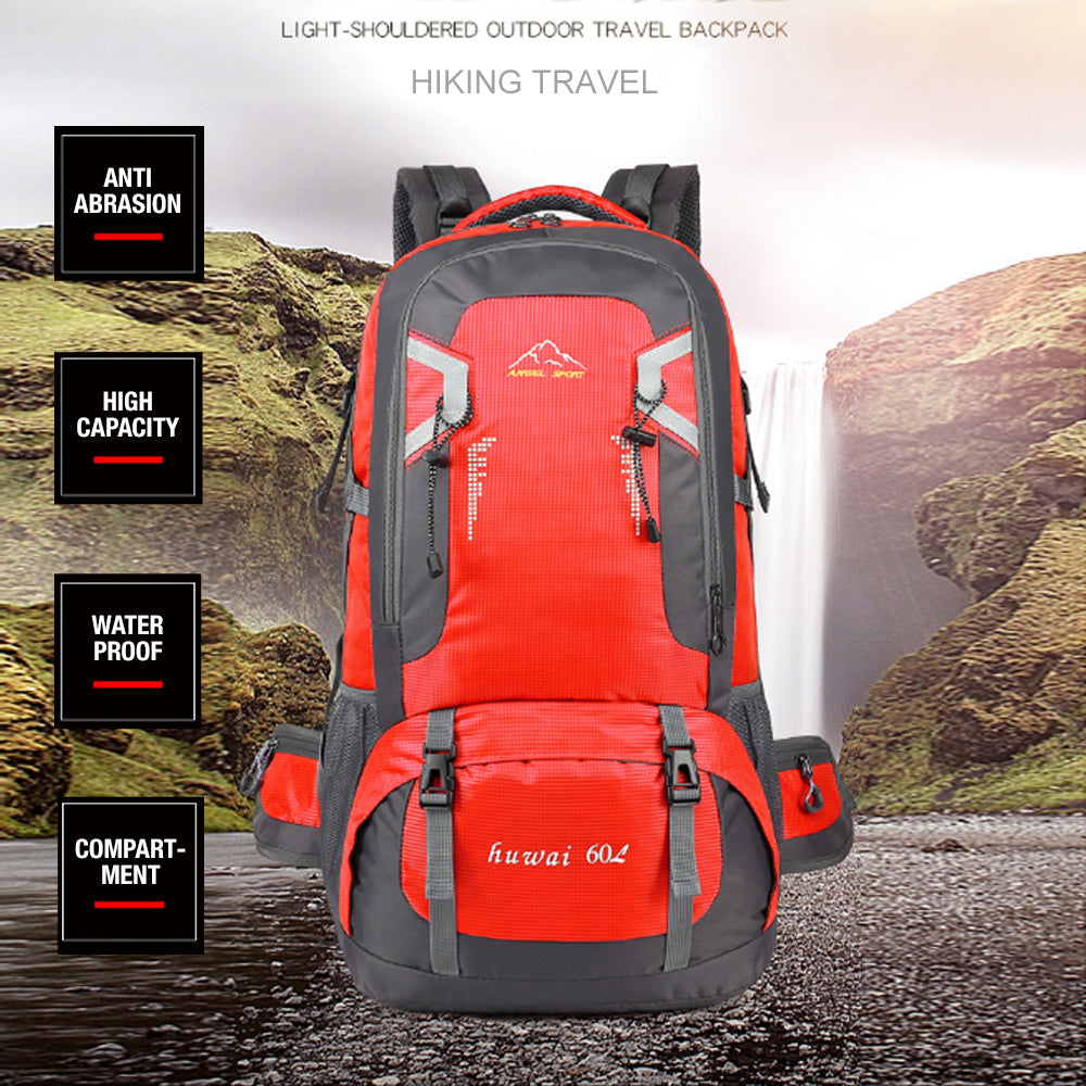 V462-TO-29-07-98714-03 60L Waterproof Outdoor Hiking Backpack Camping Outdoor Trekking Bag(Red) - Image 4