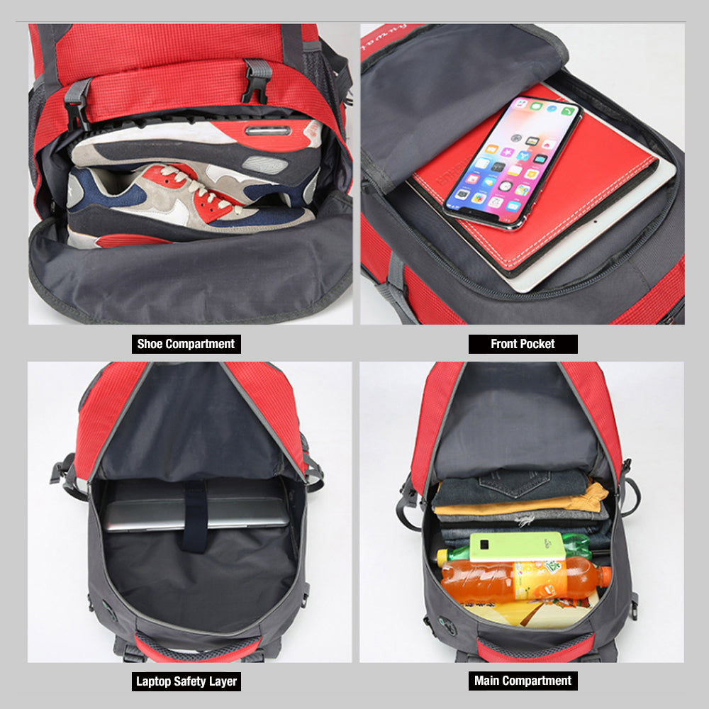 V462-TO-29-07-98714-05 60L Waterproof Outdoor Hiking Backpack Camping Outdoor Trekking Bag(Red) - Image 6