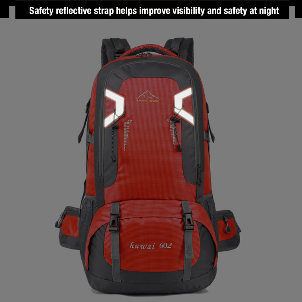 V462-TO-29-07-98714-07 60L Waterproof Outdoor Hiking Backpack Camping Outdoor Trekking Bag(Red) - Image 8