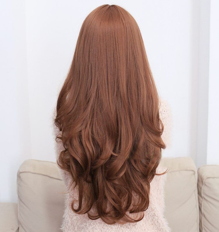 V474-205991-103337-03 Long Wavy Curly Full Hair Wigs w Side Bangs Cosplay Costume Fancy Anime Womens, Flaxen - Image 4