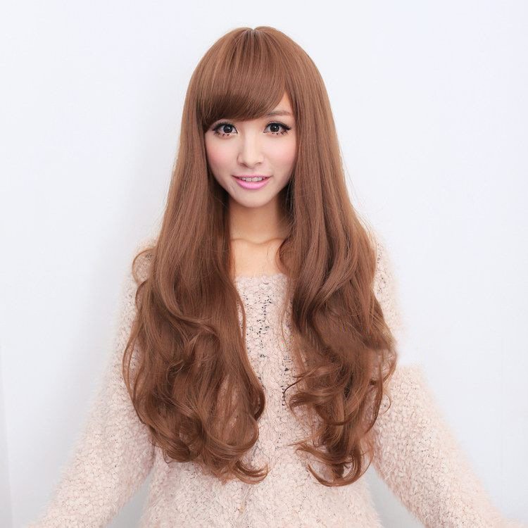 V474-205991-103337-04 Long Wavy Curly Full Hair Wigs w Side Bangs Cosplay Costume Fancy Anime Womens, Flaxen - Image 5