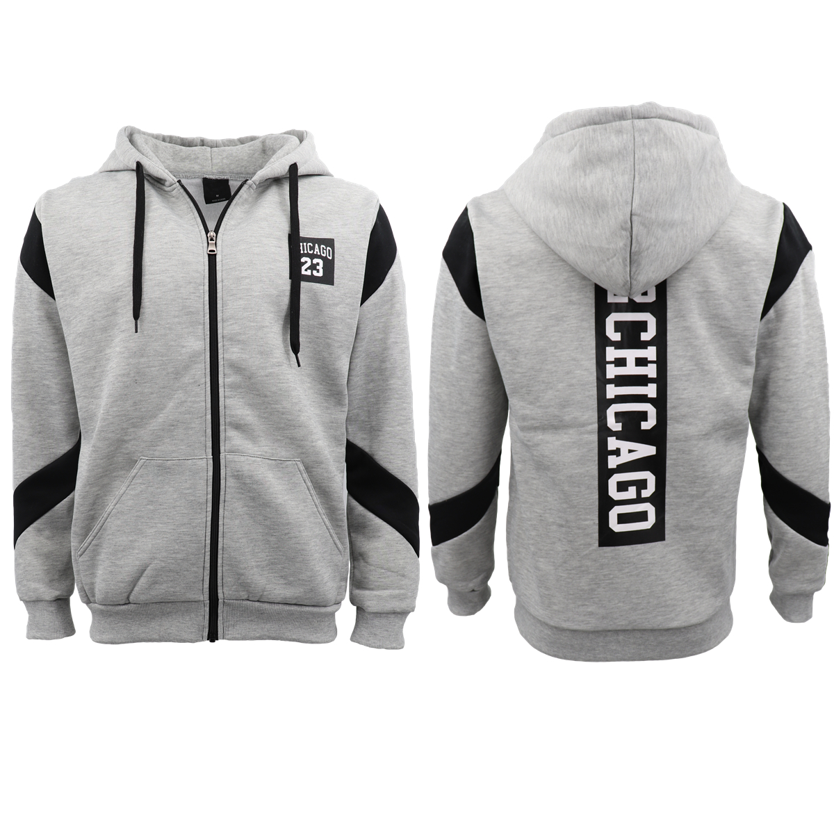 V474-418033-103725-05 Men's Fleece Zip Up Hoodie Shirt Chicago Bulls 23 Michael Jordan Sweat Jacket, Yellow, S - Image 6