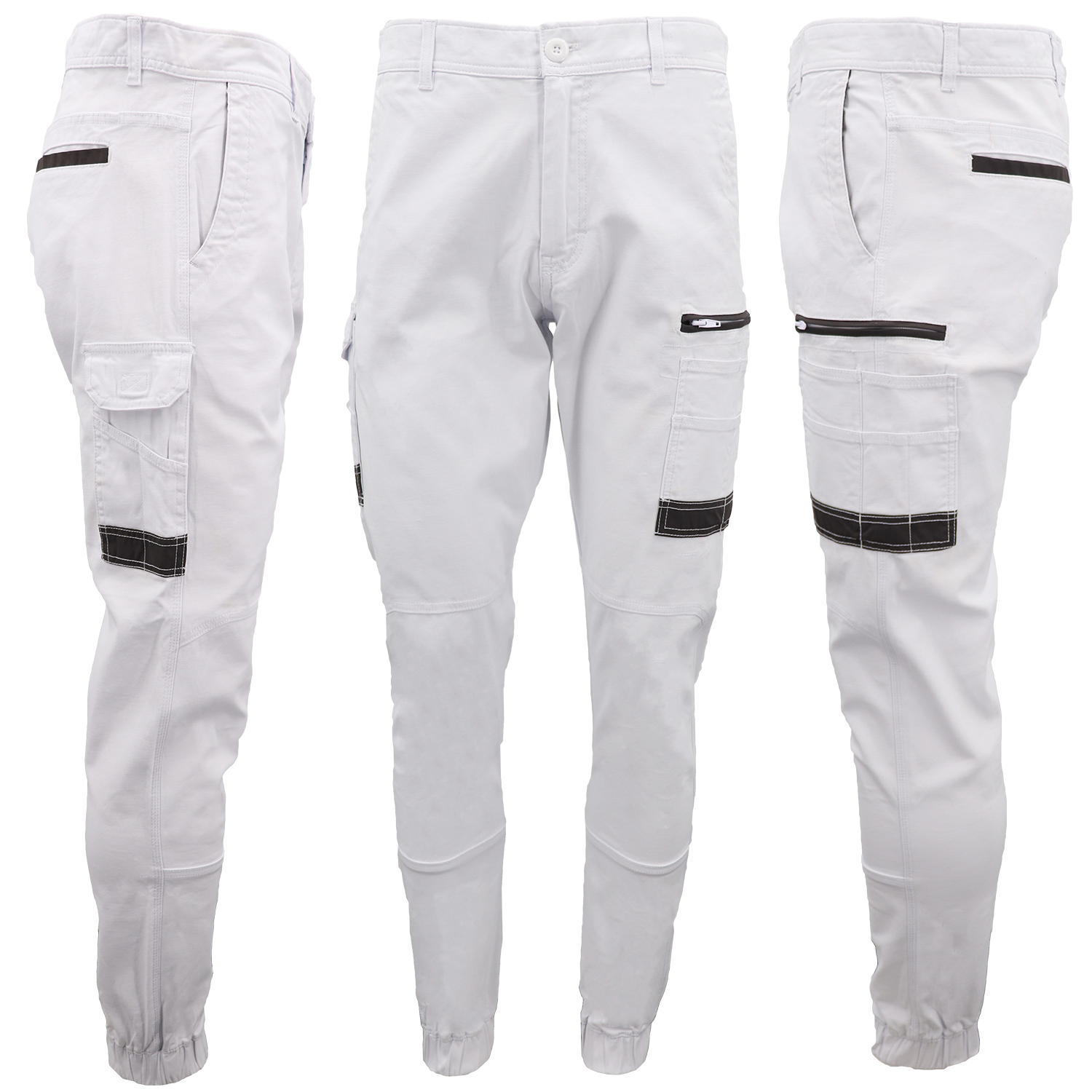 V474-497036-216794-05 Men's Cargo Cotton Drill Work Pants UPF 50+ 13 Pockets Tradies Workwear Trousers, Black, 34 - Image 6