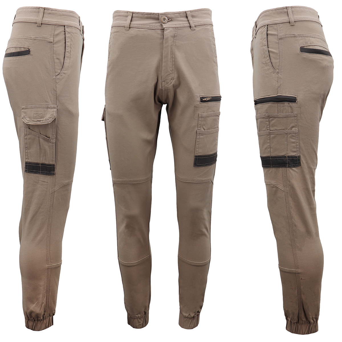 V474-497037-141573-04 Men's Cargo Cotton Drill Work Pants UPF 50+ 13 Pockets Tradies Workwear Trousers, Black, 36 - Image 5