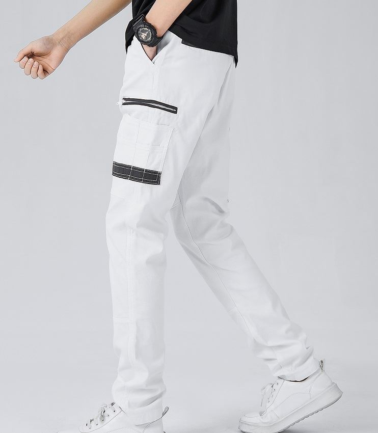 V474-578423-202505281137-01 Men's Cotton Drill Cargo Work Pants UPF 50+ 13 Pockets Tradies Workwear Trousers, White, 36 - Image 2