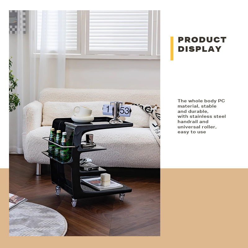 V488-FCTVT-BK-90866-02 Movable Coffee Table Sofa Side End Table Bedside Modern Furniture - Image 3