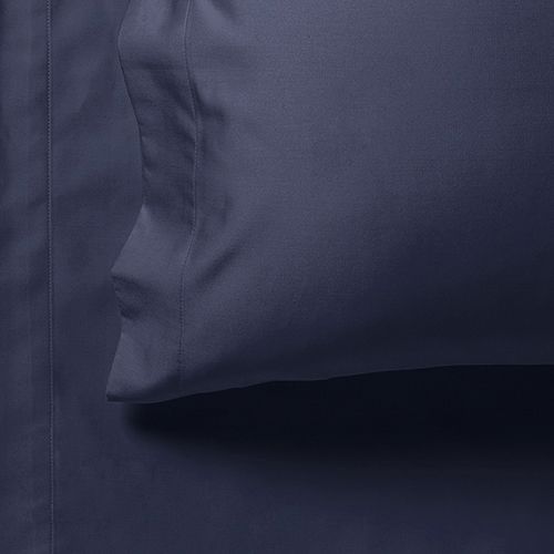 V493-AKSS-12-88546-02 1000TC Ultra Soft King Single Size Bed Midnight Blue Flat & Fitted Sheet Set - Image 3
