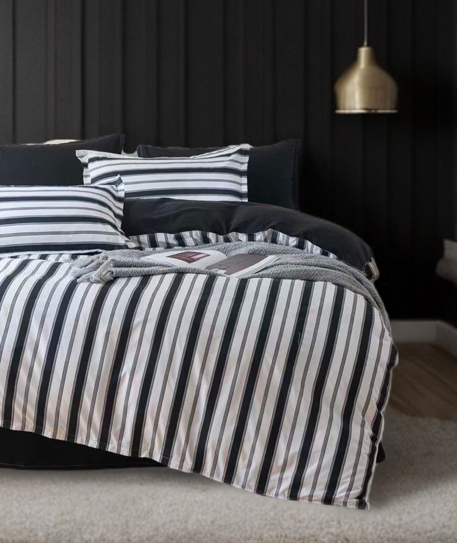 V493-MK-475-150854-01 Ascar Striped Quilt Cover Set - King Size - Image 2