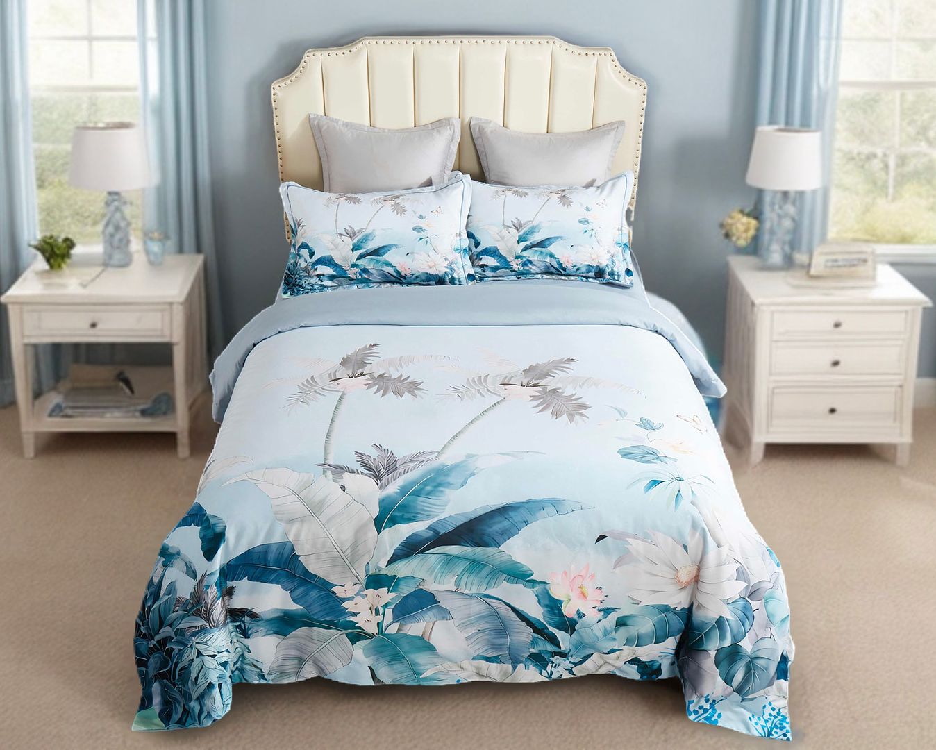 V493-SM-Q-20-150820-00 Tropical Quilt Cover Set - Queen Size - Image 1