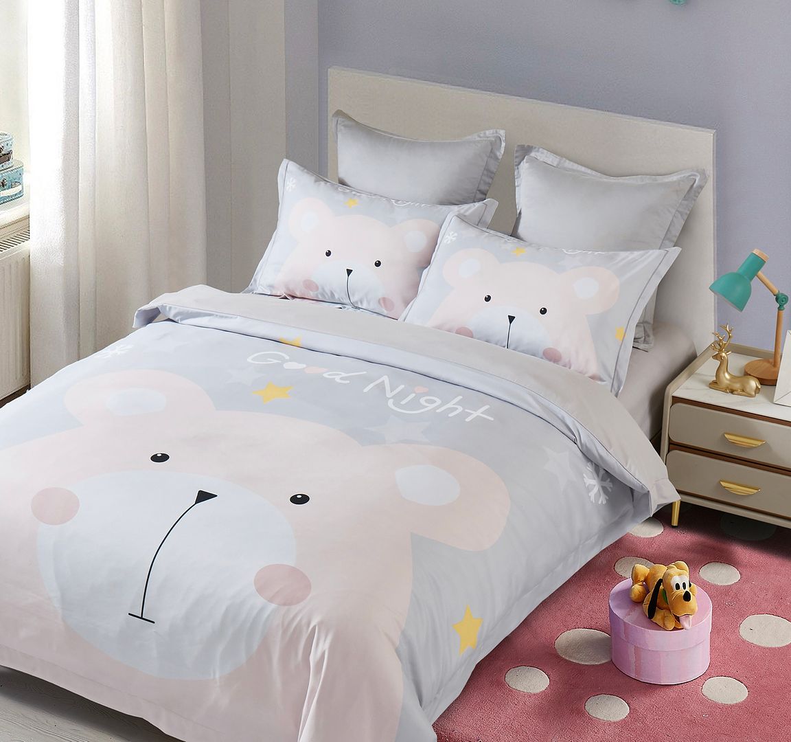 V493-SM-S-06-150776-01 Bear Kids Quilt Cover Set - Single Size - Image 2