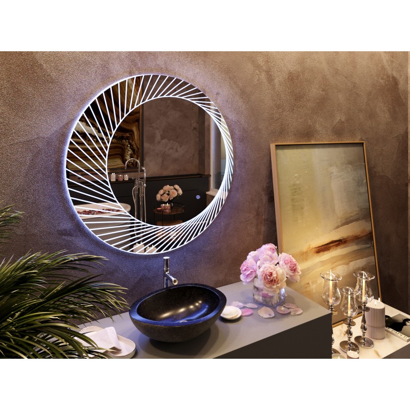 V503-SPC-800-BEL-LED-95616-02 Bucciano Round LED Bathroom Wall Mirror - Image 3