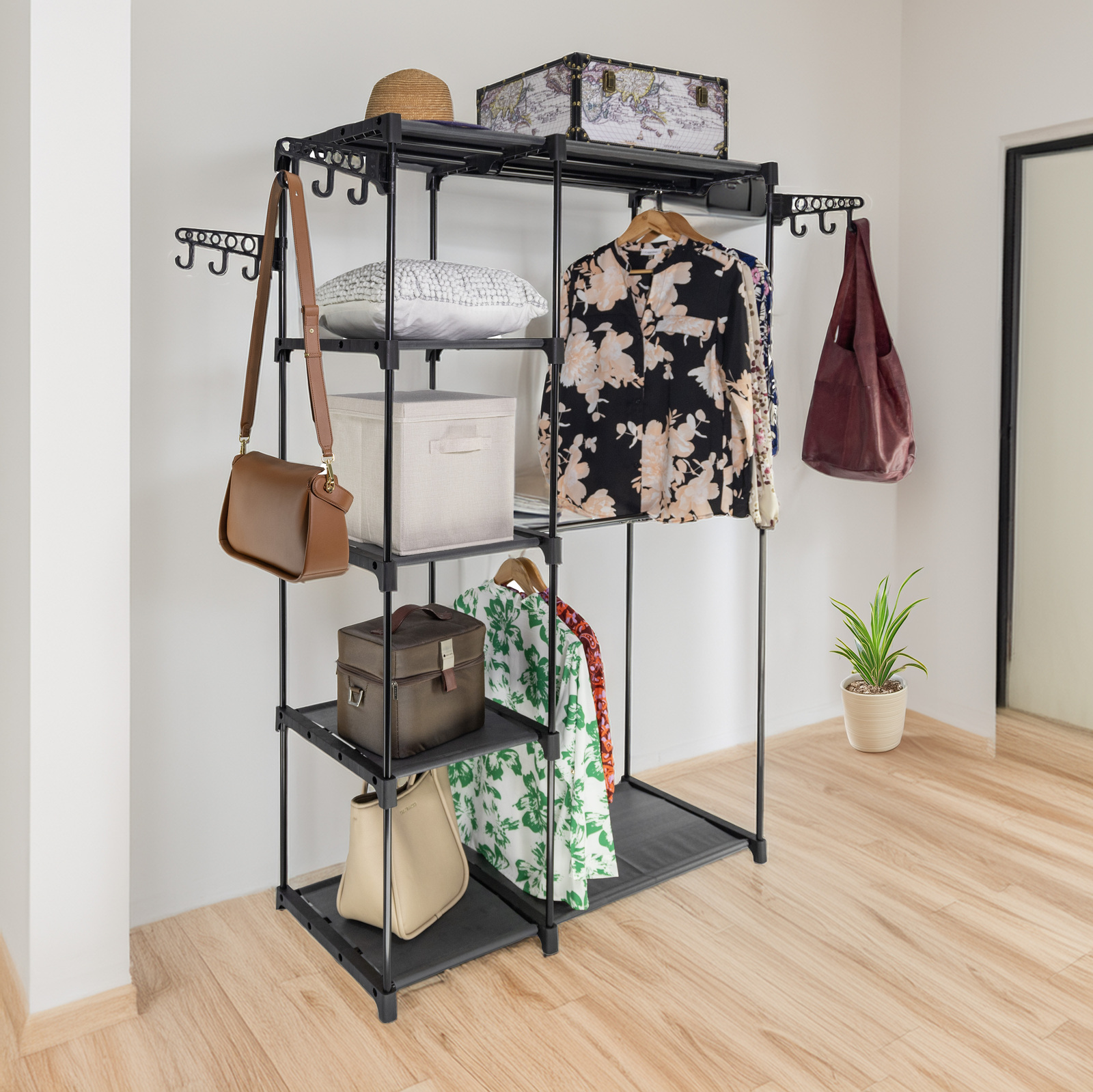 V510-MFR101-195515-02 Sorti Freestanding Portable Closet Metal Wardrobe Garment Rack Hanger - Image 3
