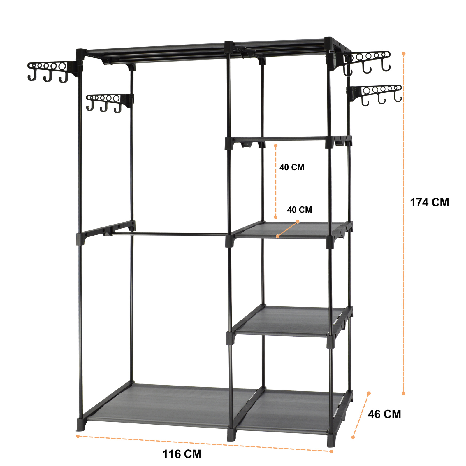 V510-MFR101-195515-04 Sorti Freestanding Portable Closet Metal Wardrobe Garment Rack Hanger - Image 5