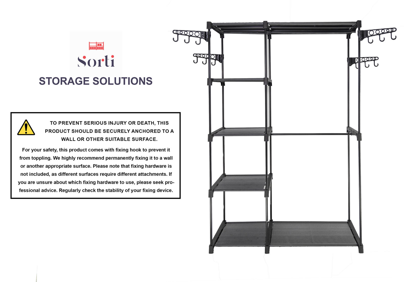 V510-MFR101-202504241539-00 Sorti Freestanding Portable Closet Metal Wardrobe Garment Rack Hanger - Image 6