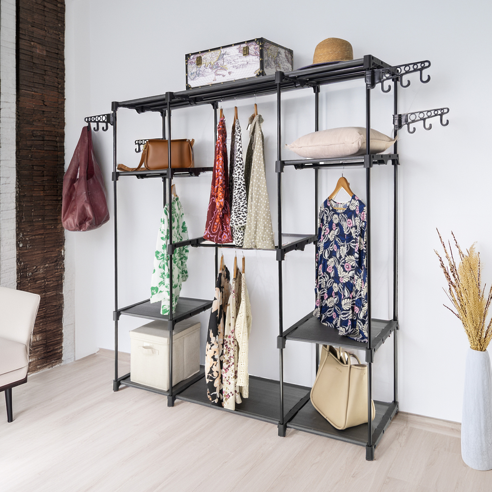 V510-MFR103-195513-03 Sorti Freestanding Portable Closet Metal Wardrobe Garment Rack Hanger - Image 4