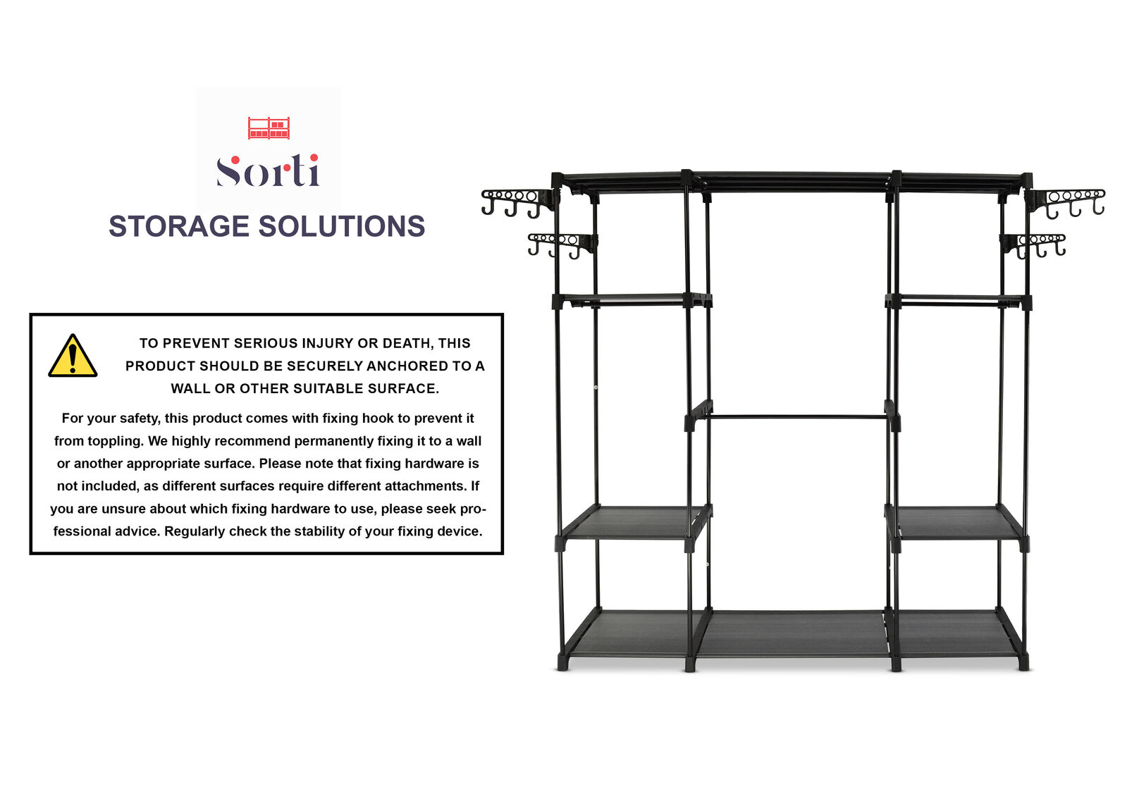V510-MFR103-202504241547-00 Sorti Freestanding Portable Closet Metal Wardrobe Garment Rack Hanger - Image 6