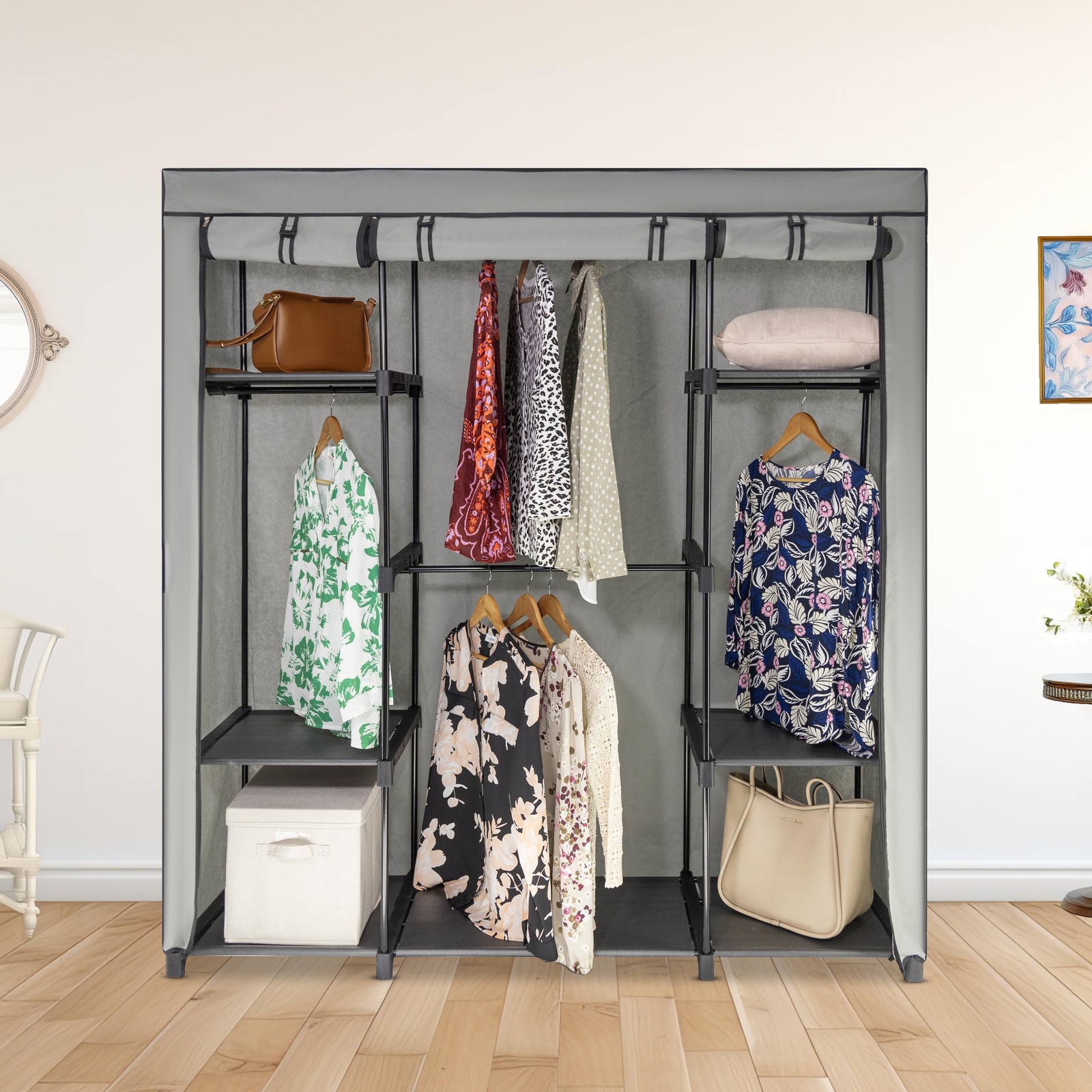 V510-MFR104-195512-01 Sorti Freestanding Portable Closet Metal Wardrobe Garment Rack Hanger - Image 2