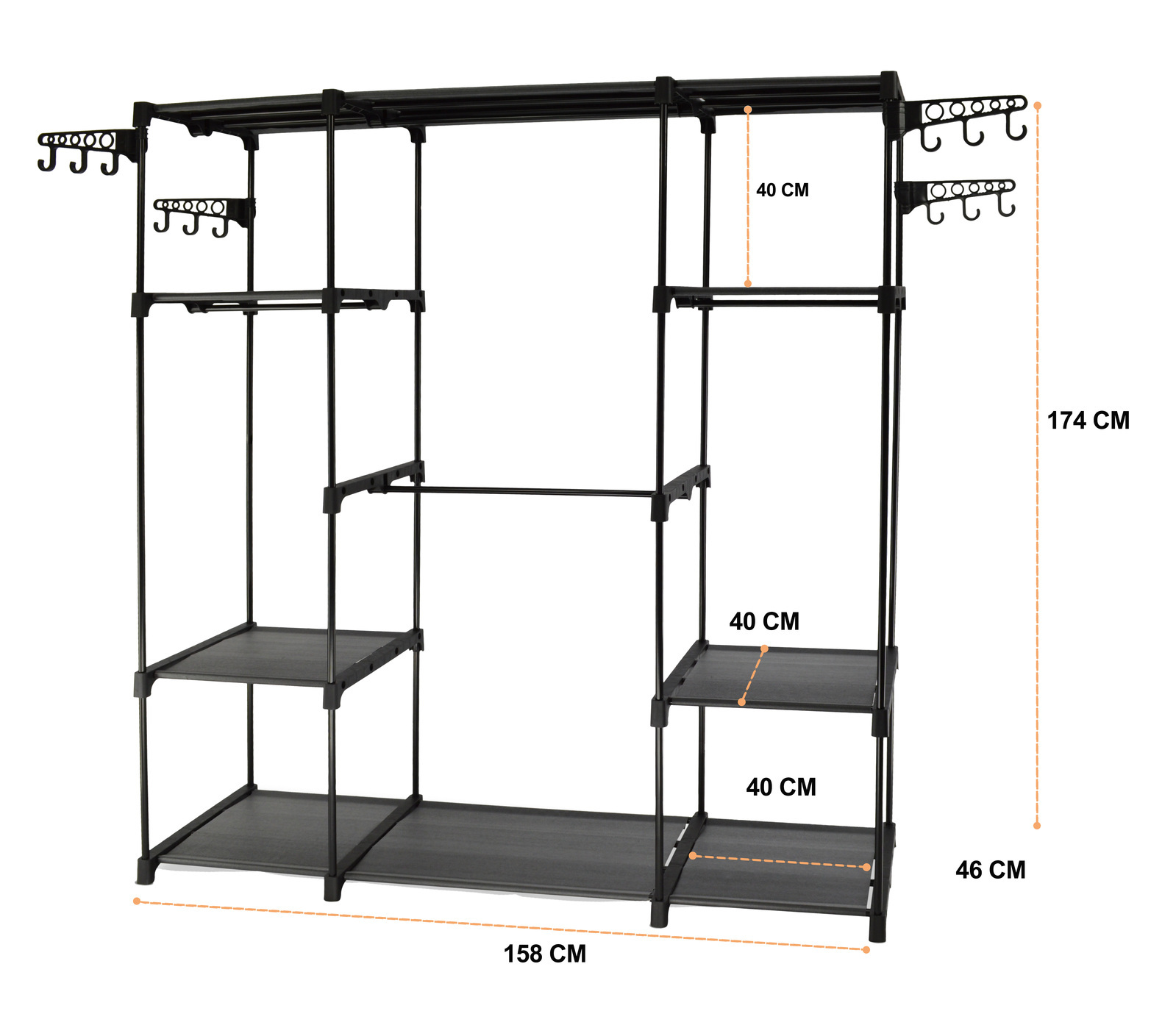 V510-MFR104-195512-02 Sorti Freestanding Portable Closet Metal Wardrobe Garment Rack Hanger - Image 3