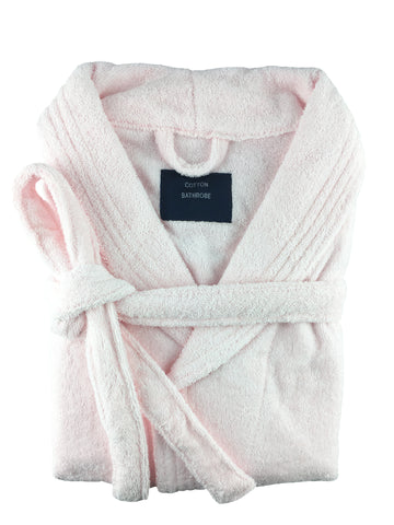 V517-TBR-BP-94745-00 small medium egyptian cotton terry toweling bathrobe baby pink - Image 1