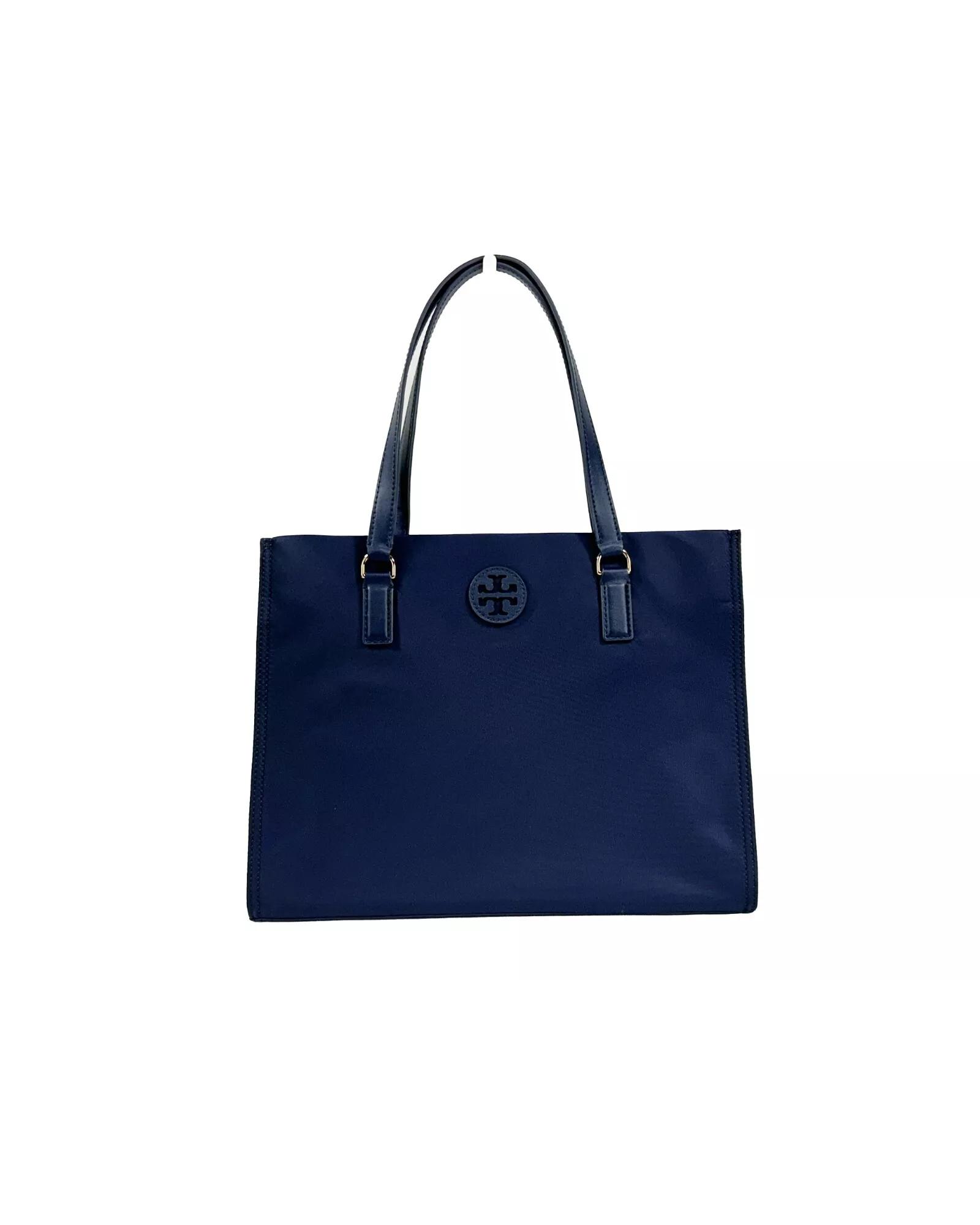 V539-42396-202506111552-00 Tory Burch Women's Navy Ella Small Nylon Tote Bag Purse 160633 - One Size - Image 1