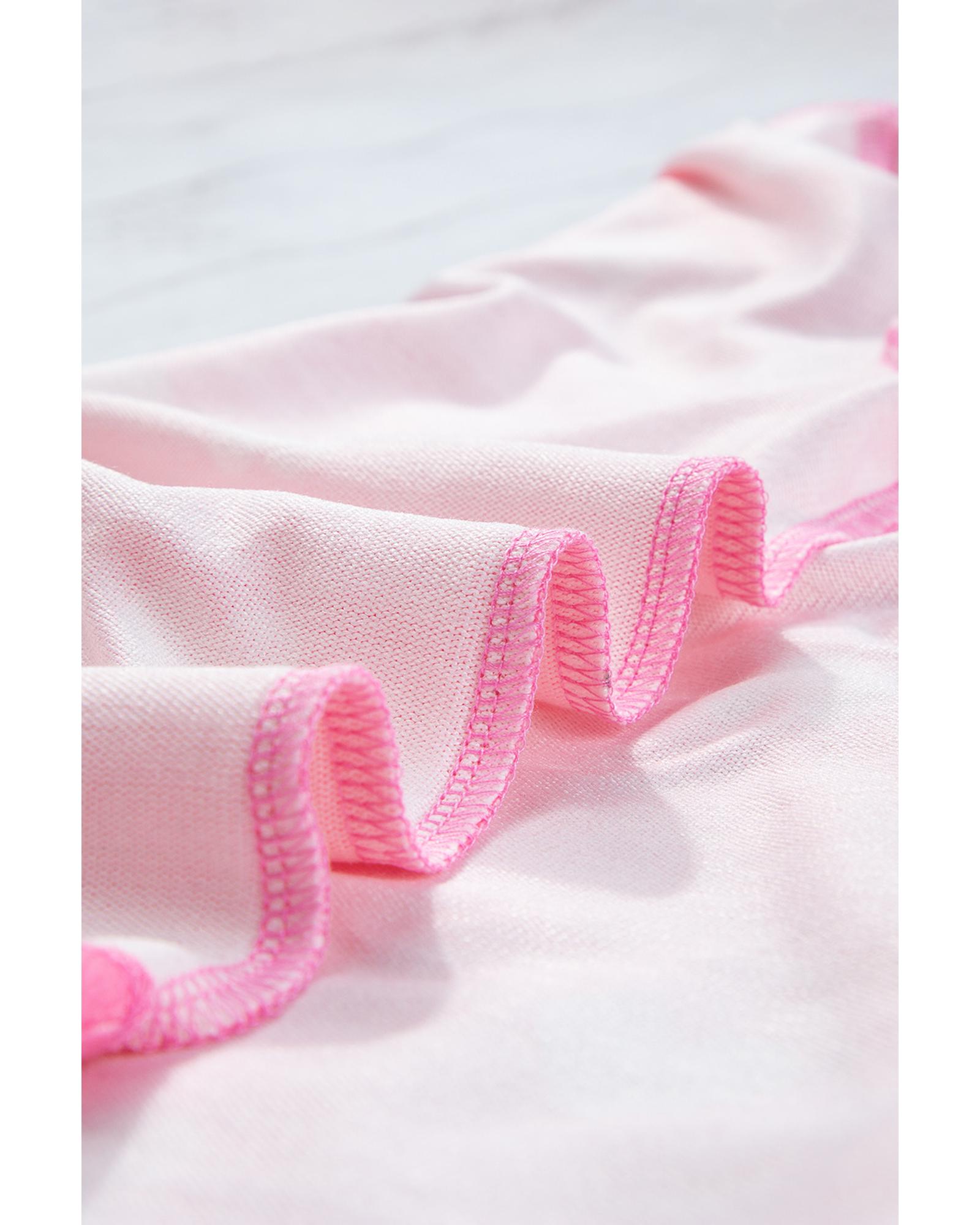 V539-AZEXDC15805-P1020-M-202508272025-00 Pink Valentine Heart Print Long Sleeve Tee and Shorts Lounge Set - M - Image 1