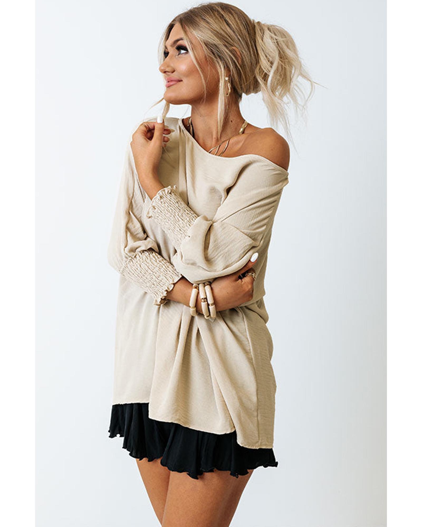 V539-AZEXDC25115564-18-S-202508260030-00 Azura Exchange Smocked Wrist Shift Top - S - Image 1