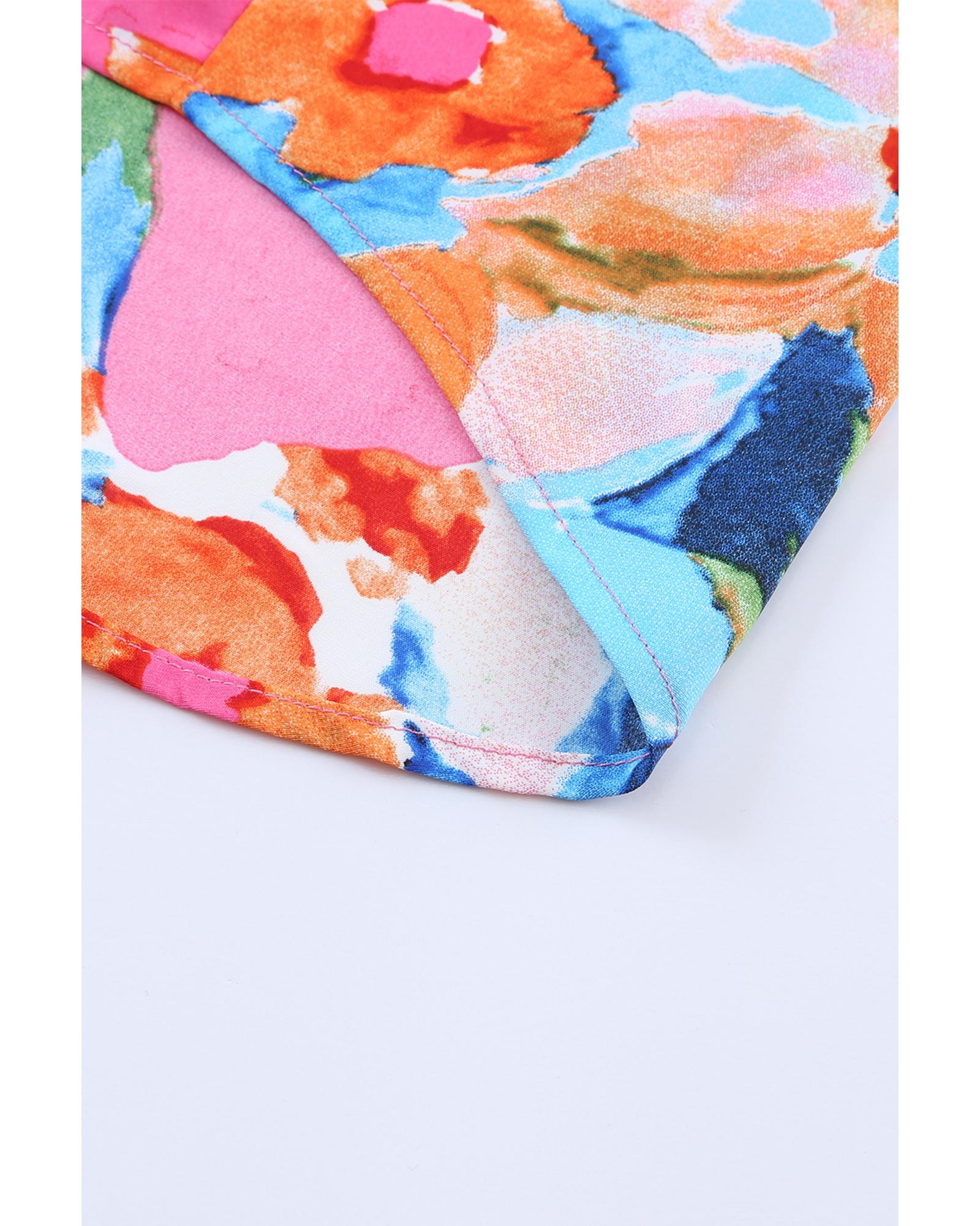 V539-AZEXDC25118544-10-M-202508260410-00 Azura Exchange Abstract Print V Neck Flutter Sleeve Blouse - M - Image 1