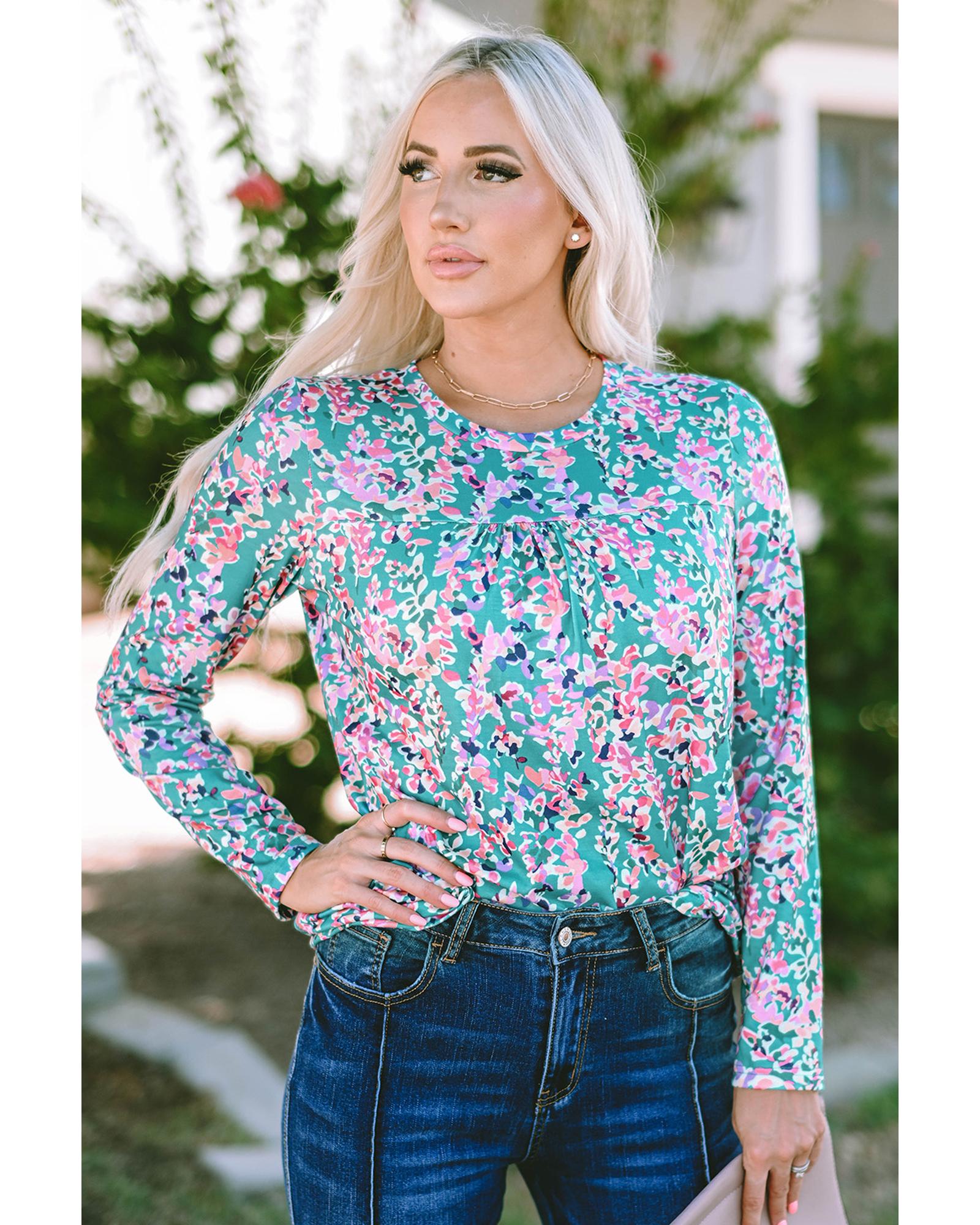 V539-AZEXDC25122450-9-XL-202508251950-00 Azura Exchange Elegant Floral Print Long Sleeve Blouse - XL - Image 1