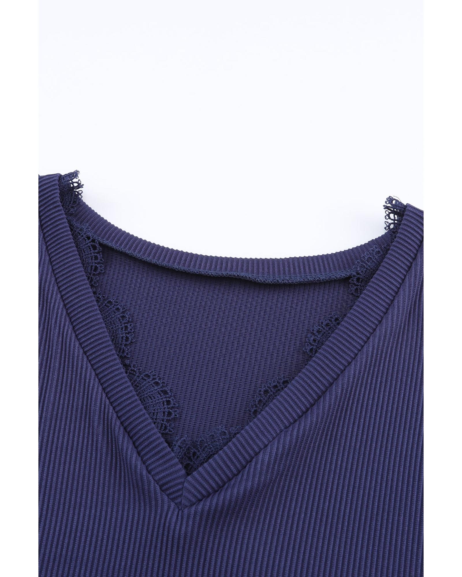 V539-AZEXDC25122653-5-S-202508290655-05 Azura Exchange Ribbed Texture V Neck Long Sleeve Top - S - Image 6