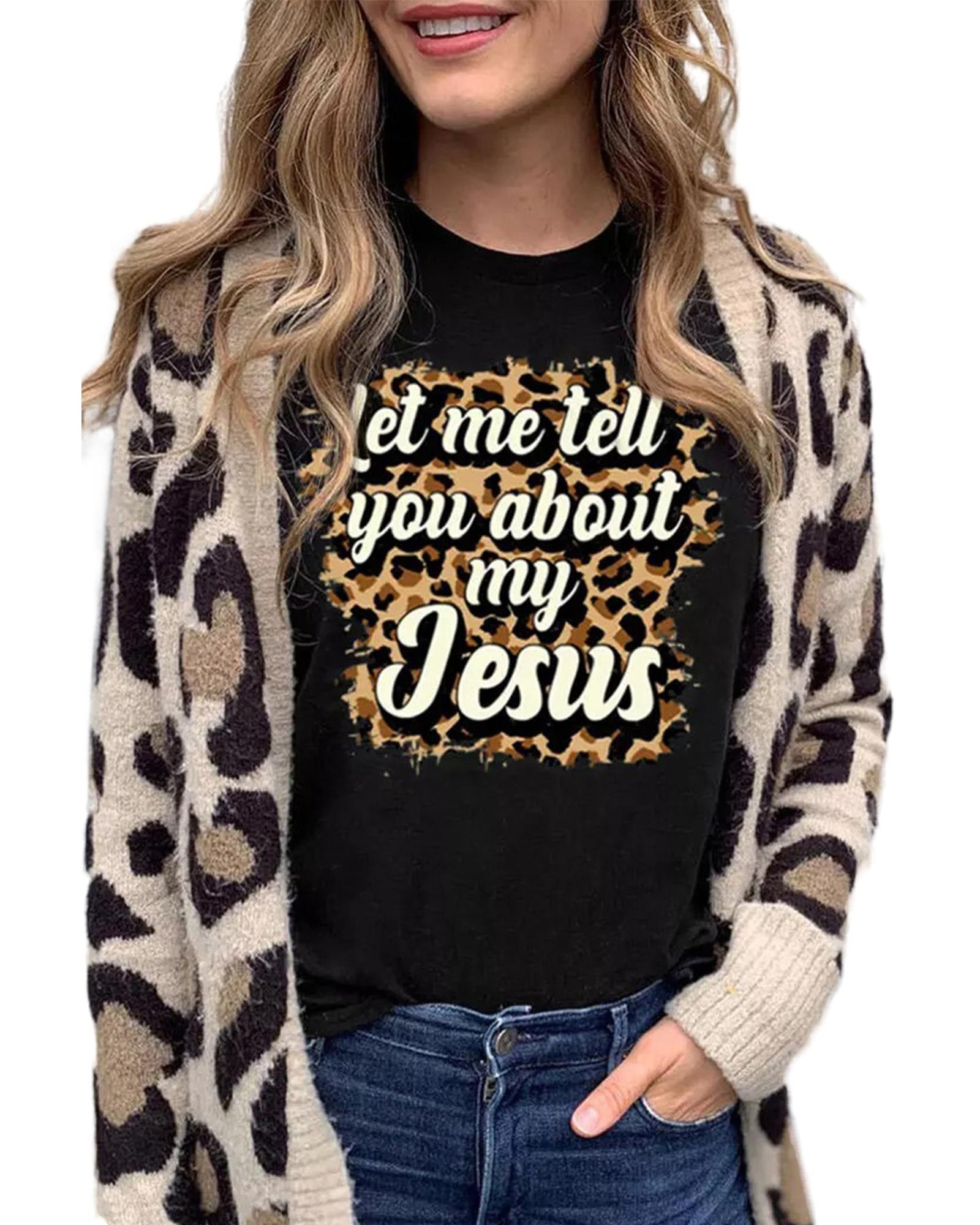 V539-AZEXDC25214105-2-XL-202508262210-00 Azura Exchange Leopard Letter Print Crewneck Graphic Tee - XL - Image 1