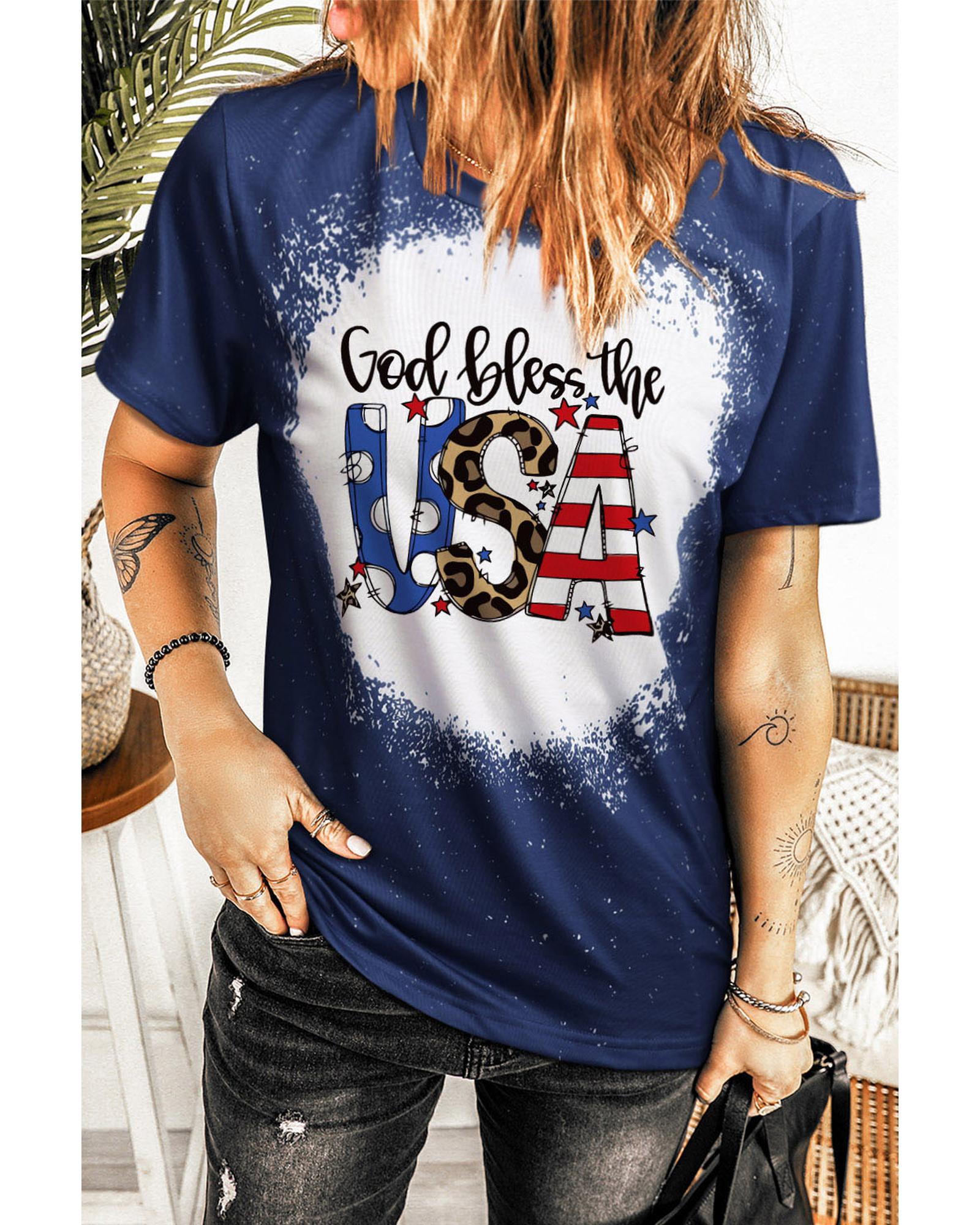 V539-AZEXDC25221188-5-S-202508290900-04 Azura Exchange God Bless the USA Print T-Shirt - S - Image 5