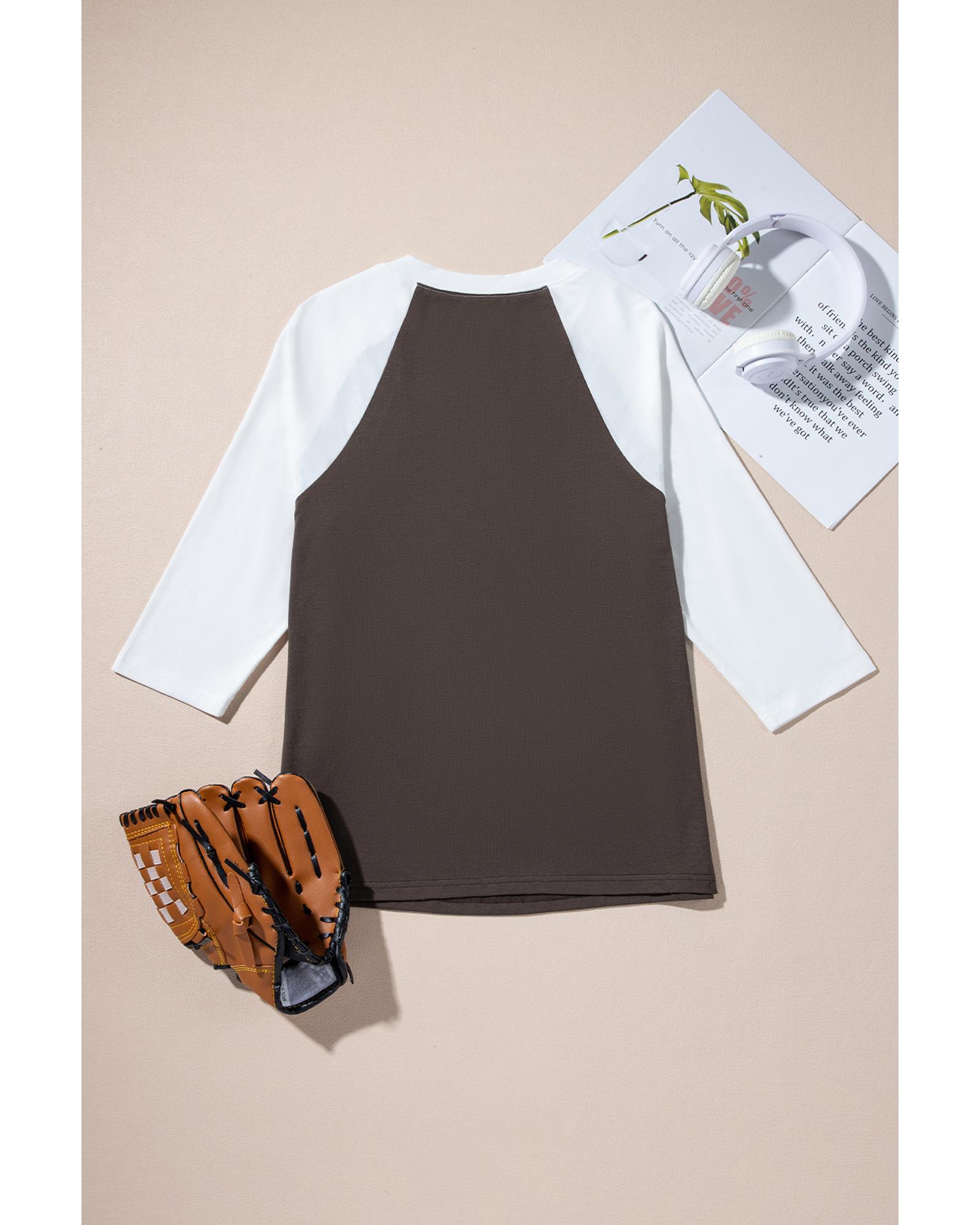 V539-AZEXDC25227001-P1720-M-202508280105-04 Brown Western Yeehaw Graphic Vintage Raglan Long Sleeve Top - M - Image 5
