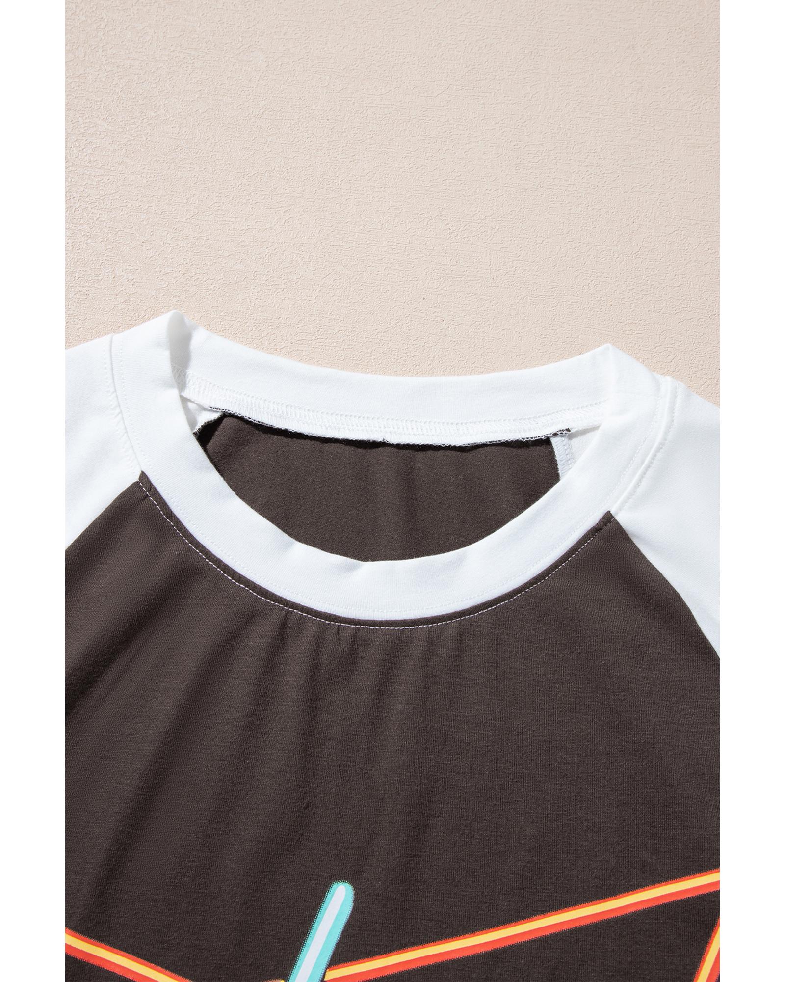 V539-AZEXDC25227001-P1720-M-202508280105-05 Brown Western Yeehaw Graphic Vintage Raglan Long Sleeve Top - M - Image 6