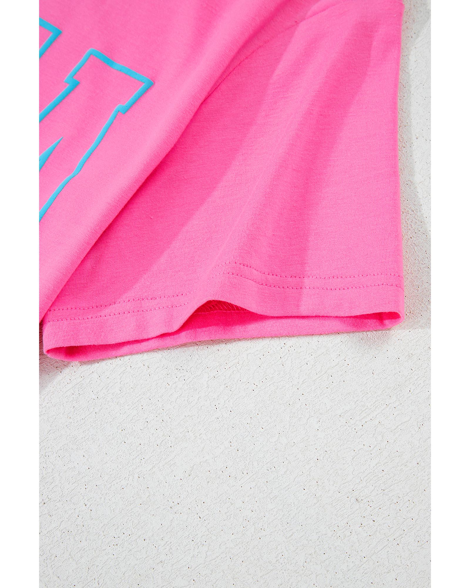 V539-AZEXDC25227305-P106-M-202508280905-00 Bright Pink MAMA Letter Graphic Neon T Shirt - M - Image 1