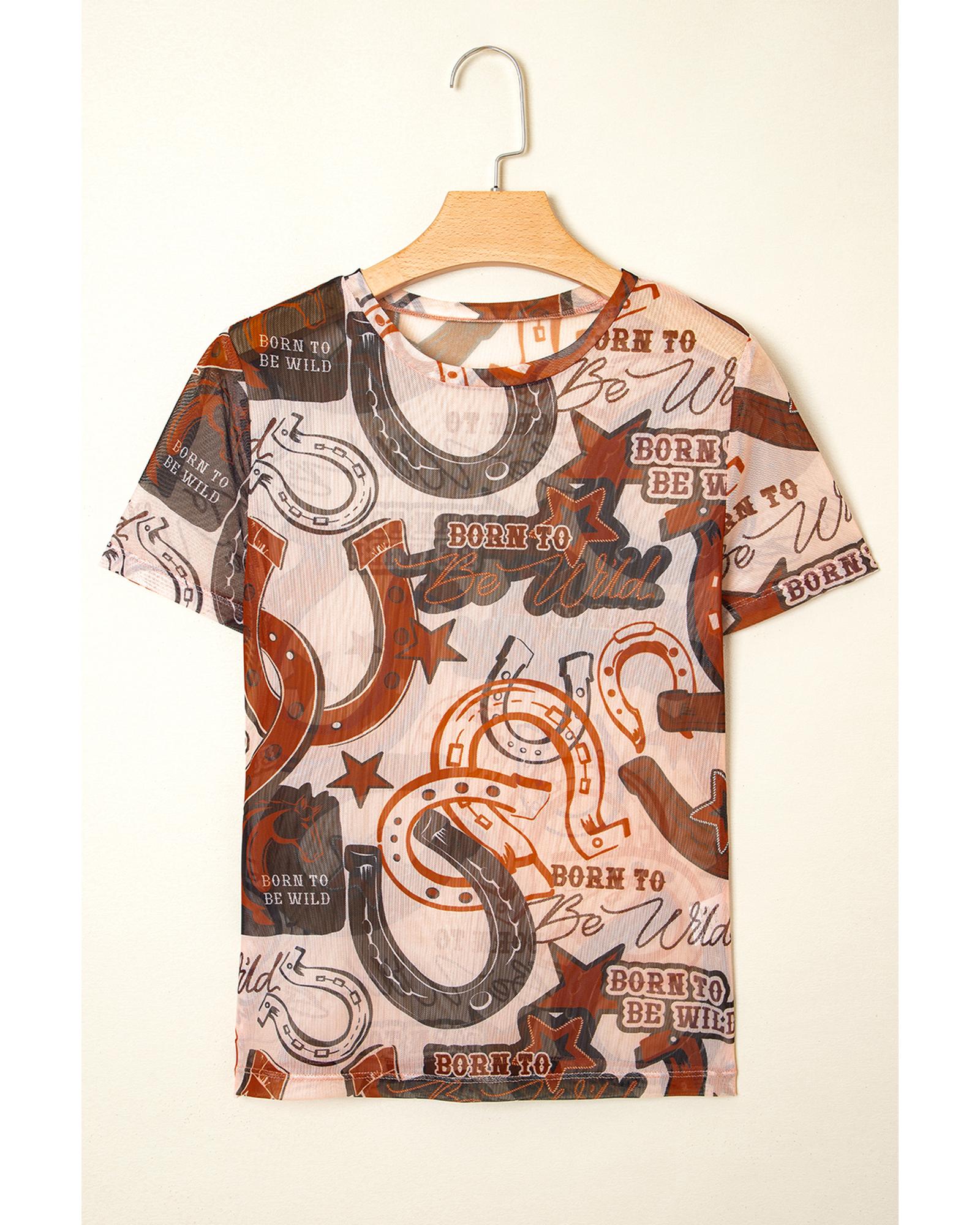 V539-AZEXDC25227472-P1720-M-202508291730-03 Brown Western Horseshoe Printed Mesh T Shirt - M - Image 4