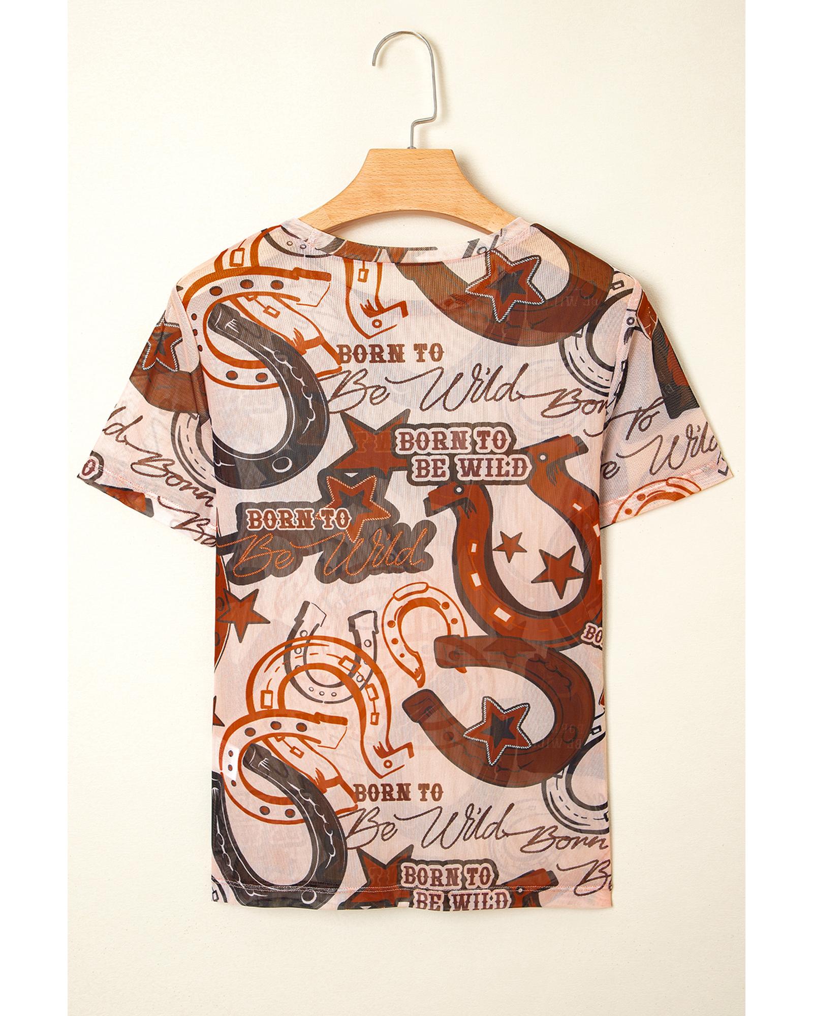 V539-AZEXDC25227472-P1720-M-202508291730-04 Brown Western Horseshoe Printed Mesh T Shirt - M - Image 5