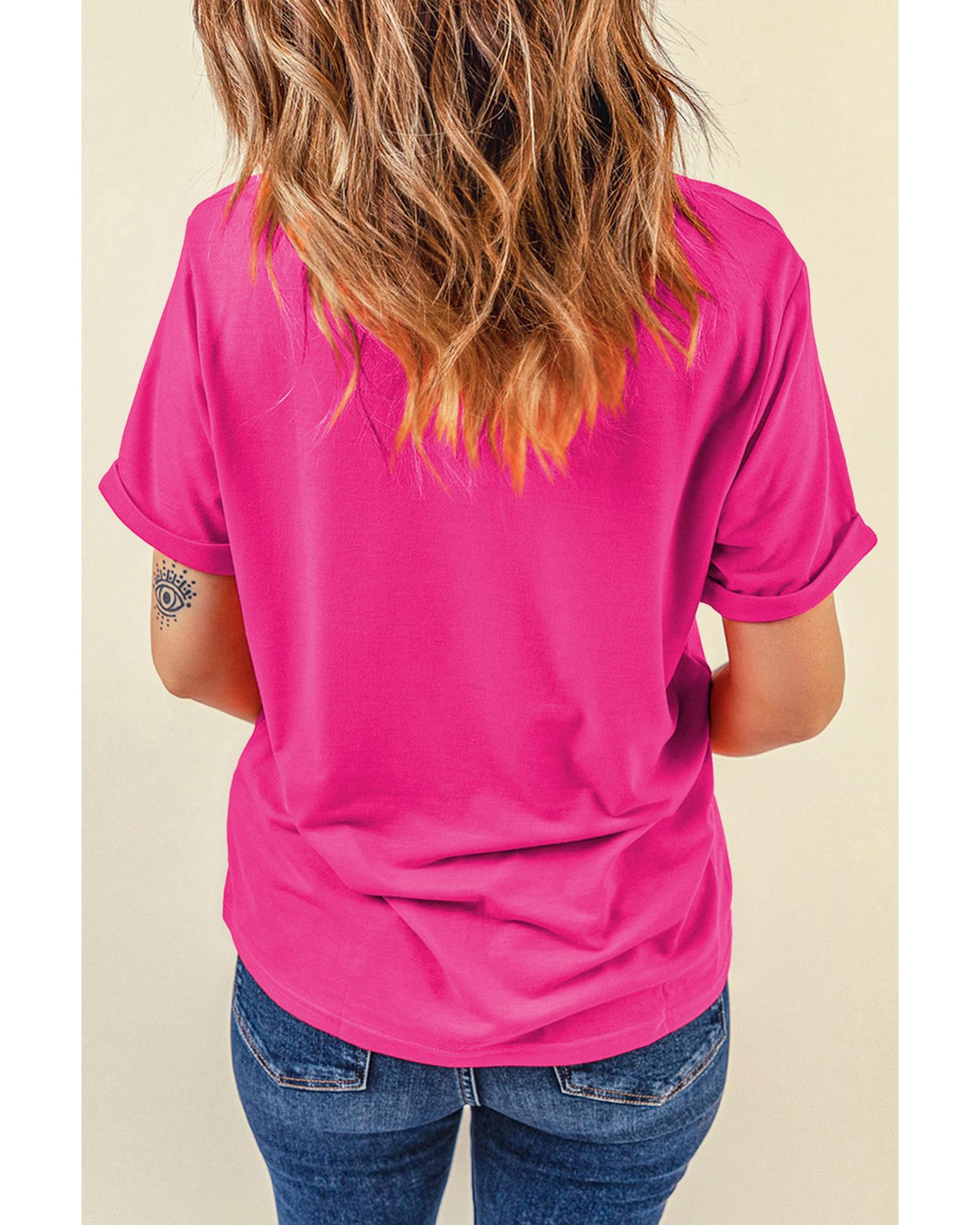 V539-AZEXDC25227983-P6-L-202508281830-00 Rose Red Heart XOXO Graphic Crewneck Valentines T Shirt - L - Image 1