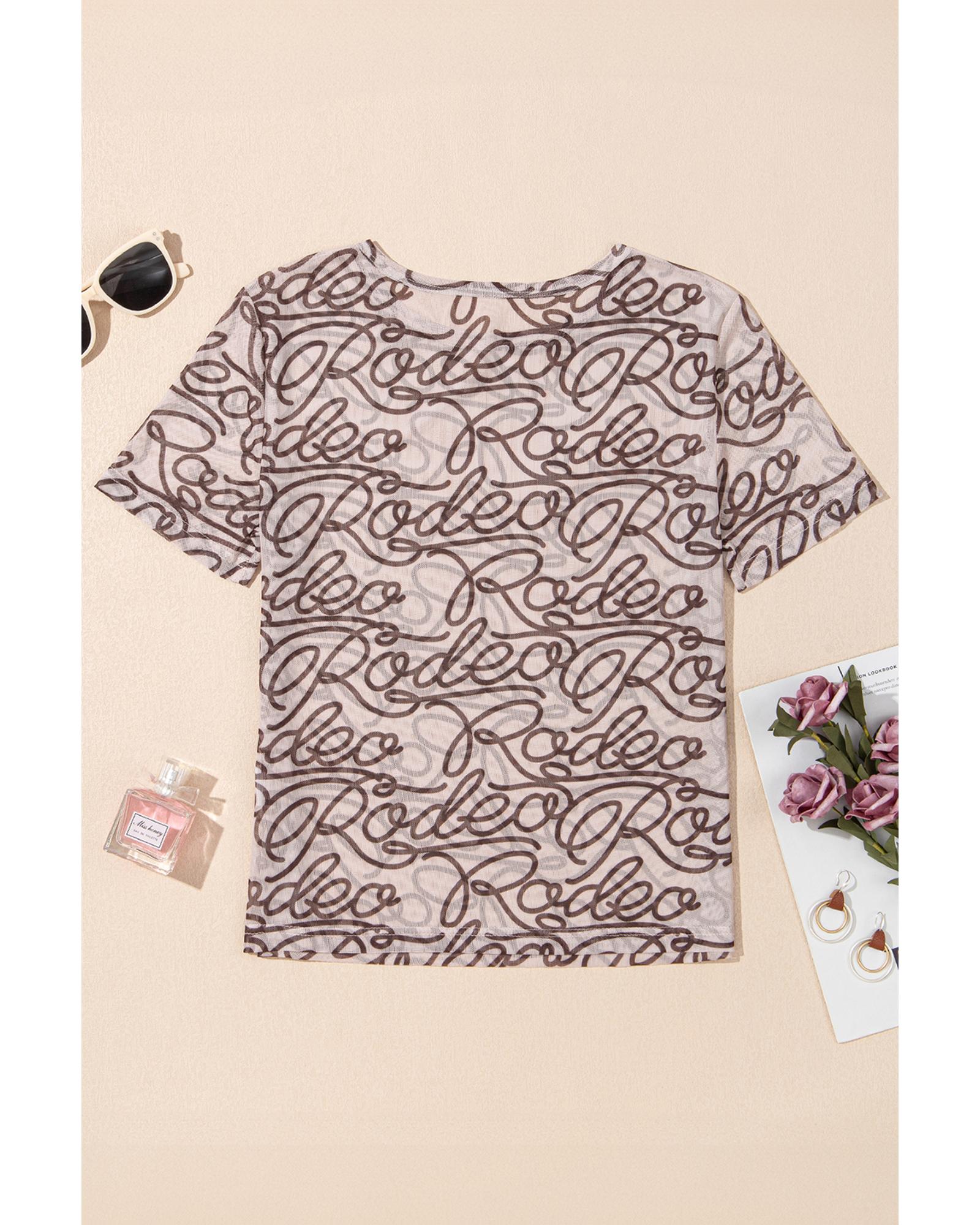 V539-AZEXDC25228091-P1720-XL-202508280800-05 Brown Rodeo Print Round Neck Slim Fit Mesh T Shirt - XL - Image 6