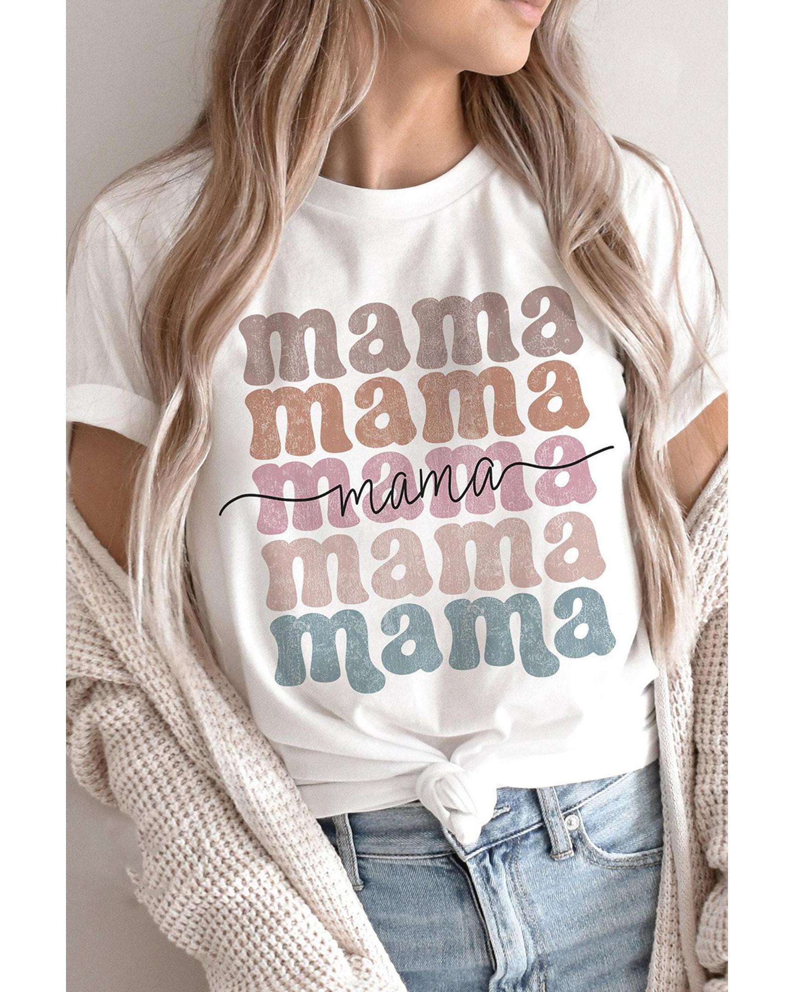 V539-AZEXDC25228737-1-3XL-202508280810-00 White mama Lettering Printed Crew Neck Tee - 3XL - Image 1