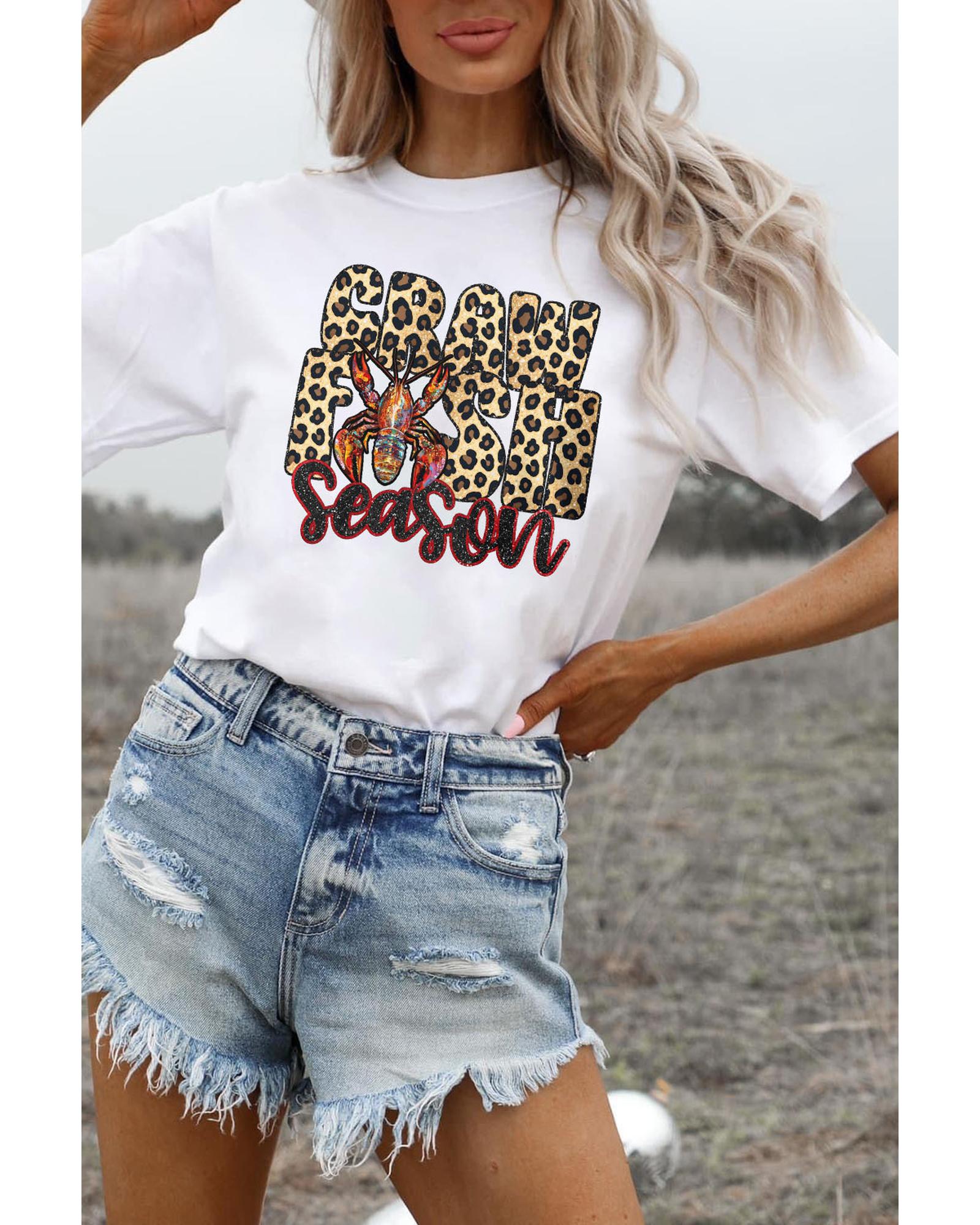 V539-AZEXDC25228960-1-3XL-202508300700-00 White Crawfish Season Leopard Letter Graphic Tee - 3XL - Image 1