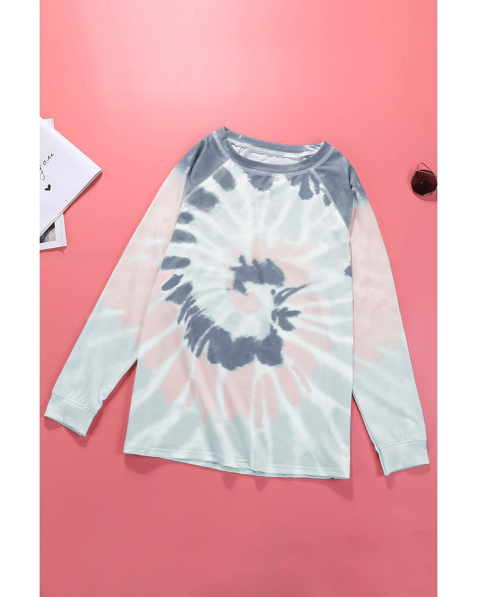 V539-AZEXDC253016-22-M-202508300030-00 Multicolor Ombre Tie Dye Loose Leisure Sweatshirt - M - Image 1