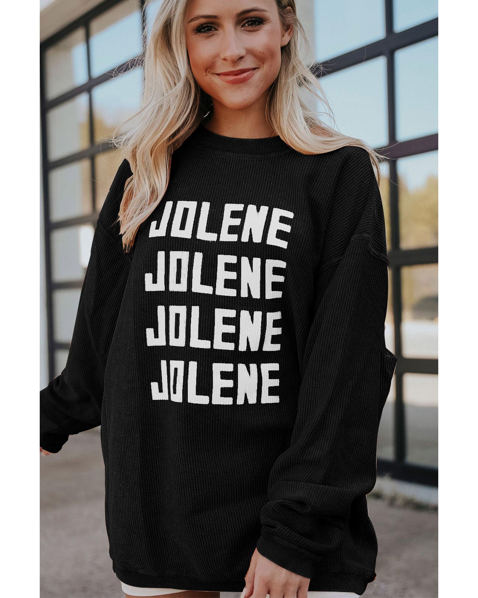 V539-AZEXDC25312934-2-M-202508270155-00 Black JOLENE Ribbed Corded Oversized Sweatshirt - M - Image 1