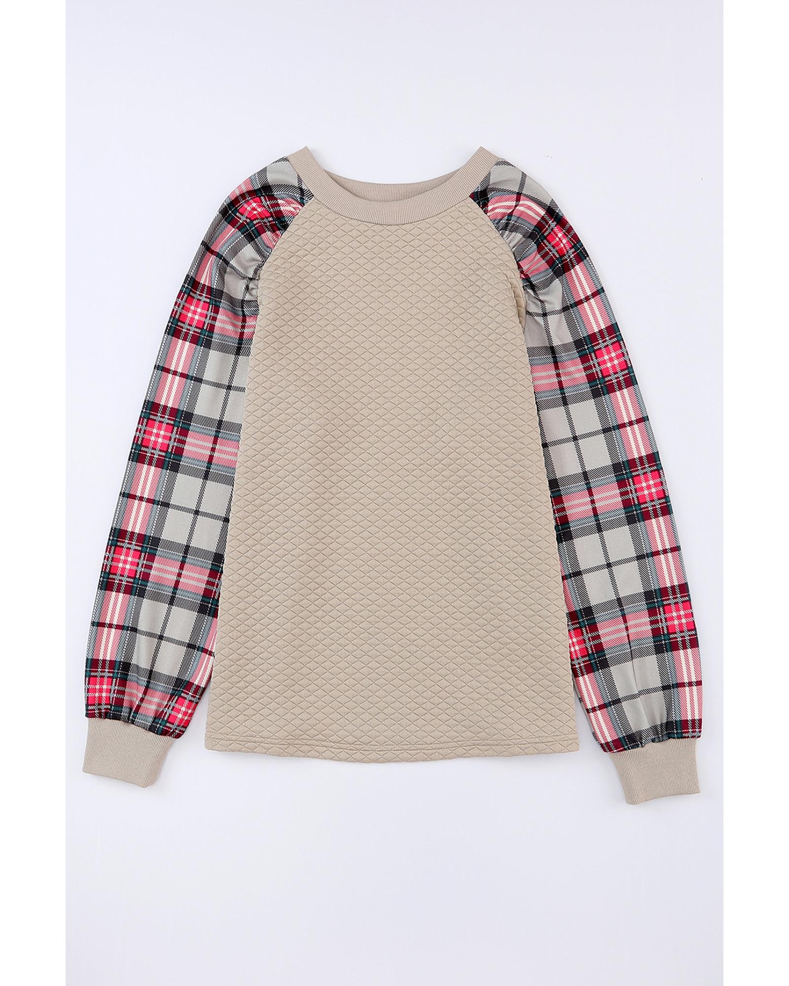 V539-AZEXDC25314566-18-S-202508290505-00 Azura Exchange Plaid Raglan Sleeve Sweatshirt - S - Image 1