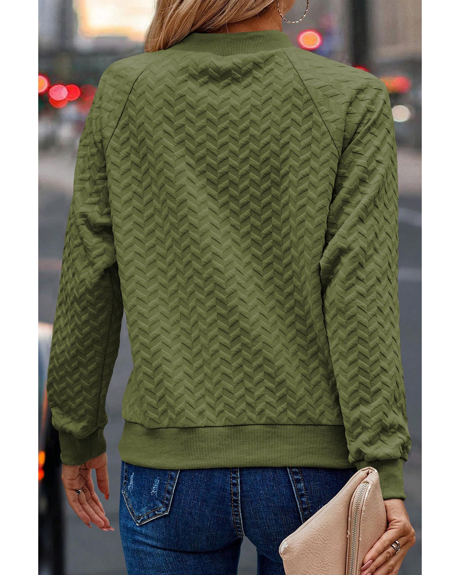 V539-AZEXDC25315905-P609-XL-202508281700-01 Jungle Green Solid Textured Raglan Sleeve Pullover Sweatshirt - XL - Image 2