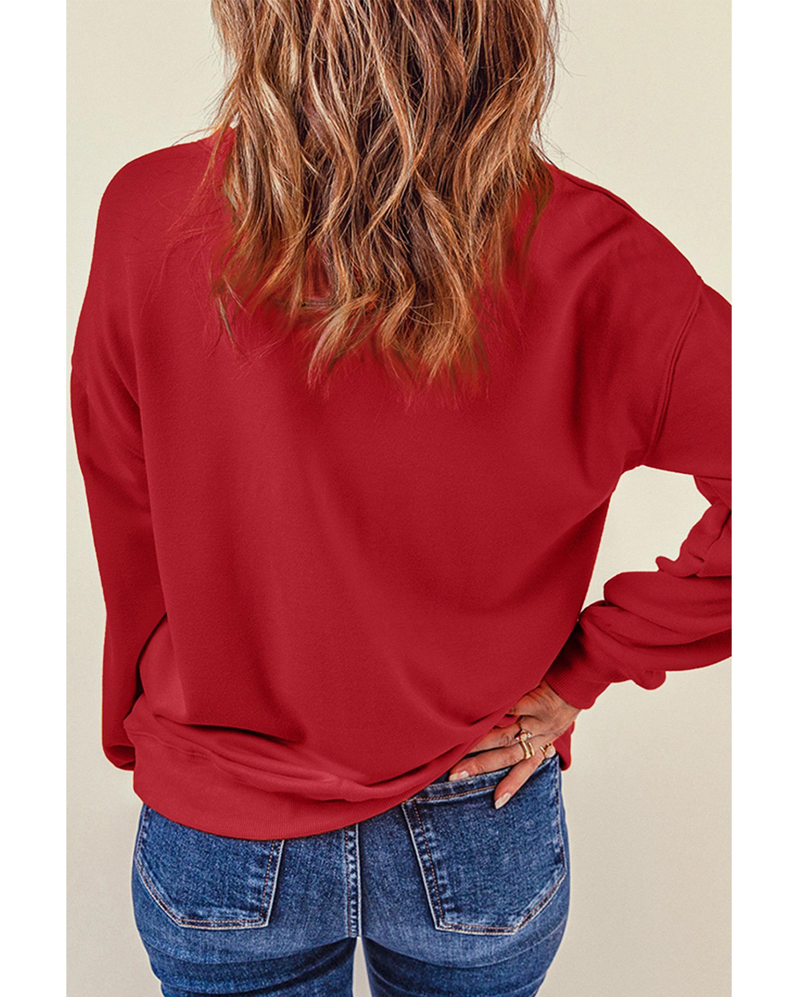V539-AZEXDC25317086-103-L-202508292300-00 Red Puff XOXO Print Valentines Heart Sweatshirt - L - Image 1