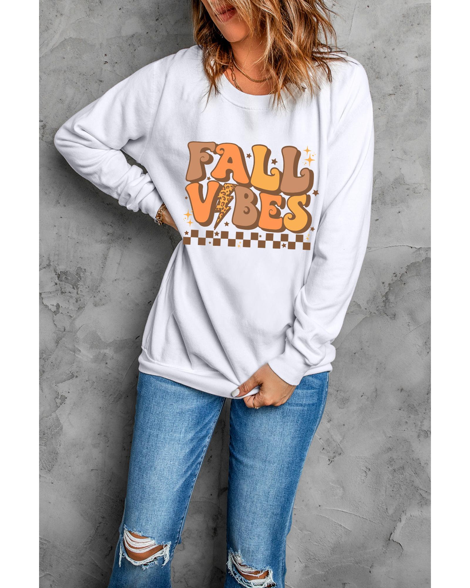 V539-AZEXDC25318026-15-S-202506130654-00 Beige FALL VIBES Graphic Drop Shoulder Sweatshirt - S - Image 1